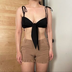 Asos Camel ruffle Frill Hem Shorts